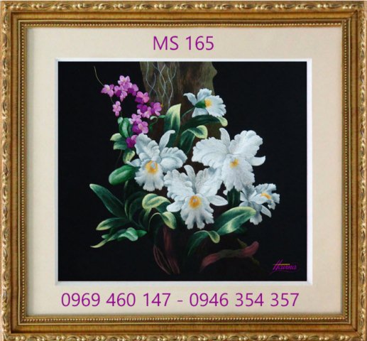 Tranh thêu hoa lan MS 165