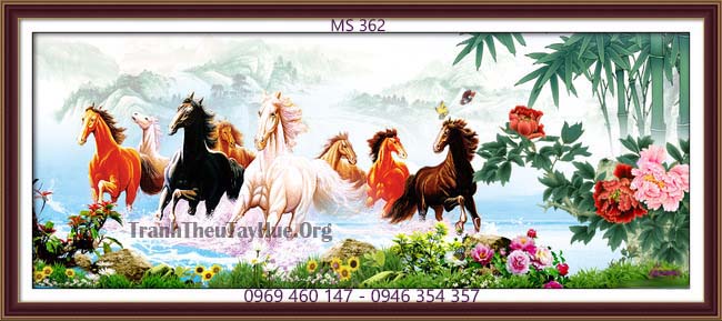 Thưởng thức một bức tranh thêu tuyệt đẹp về 8 con ngựa, được làm bằng nhiều sợi chỉ khác nhau, mỗi con ngựa đều có ý nghĩa và tượng trưng riêng. Hãy đắm chìm trong sự đẹp đẽ và tinh tế của đồ thêu này!