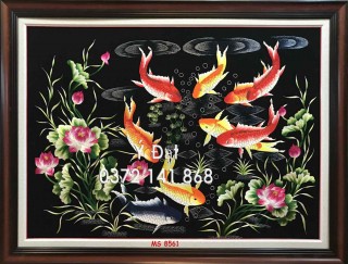 Tranh Thêu Cá Chép Hoa Sen MS 8561