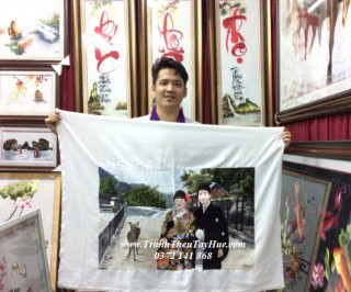 Tranh thêu chân dung làm quà tặng vợ chồng Sếp người Nhật tại tphcm