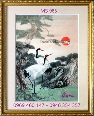 Tranh thêu chim hạc MS 985