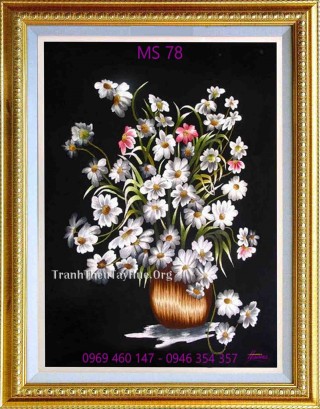 Tranh thêu hoa cúc MS 78