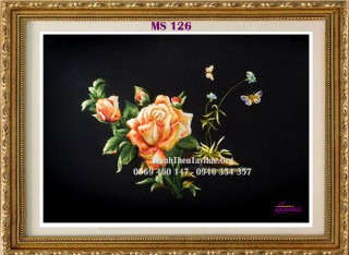 Tranh thêu hoa hồng MS 126